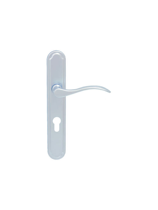 Metal Middle Door Lever With Silver Plate