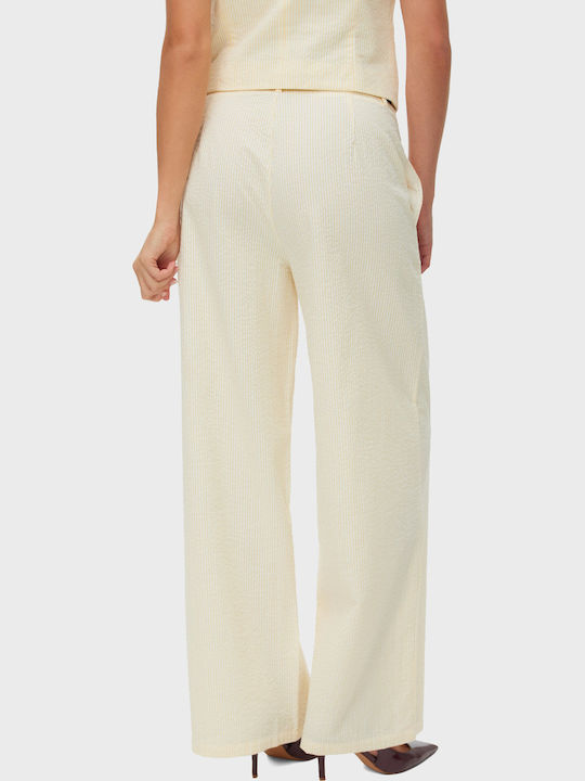 Women's High Rise Fabric Trousers in Wide Leg Banana