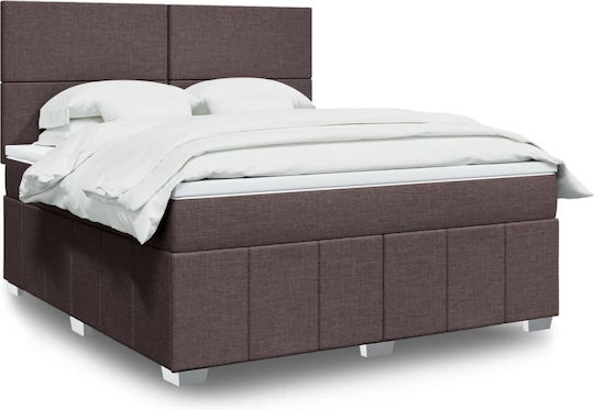 Κρεβάτι King Size με Στρώμα 180x200cm Σκούρο Καφέ