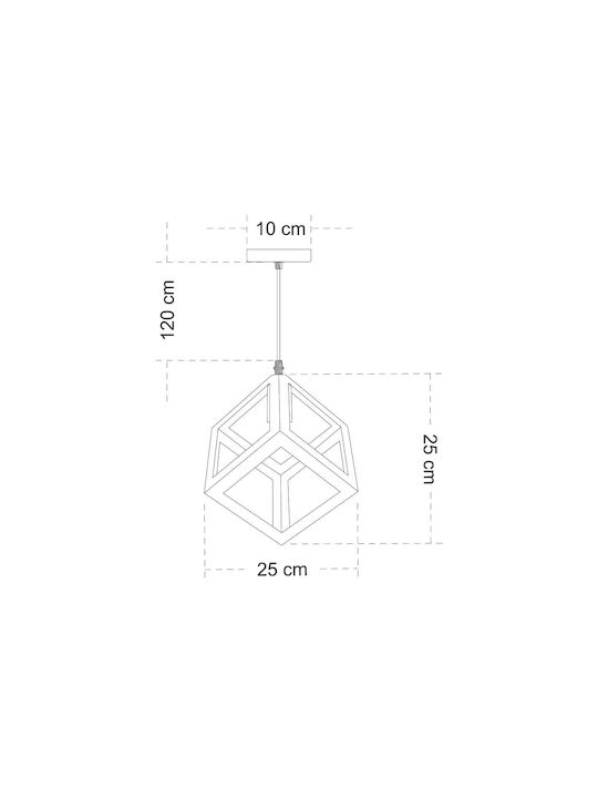 GloboStar Cube Pendant Light Brown Grid with Socket E27 25x25x25cm