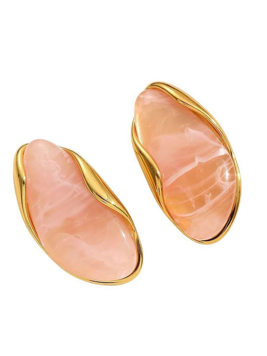 Awear Earrings Studs with Fuchsia Stones