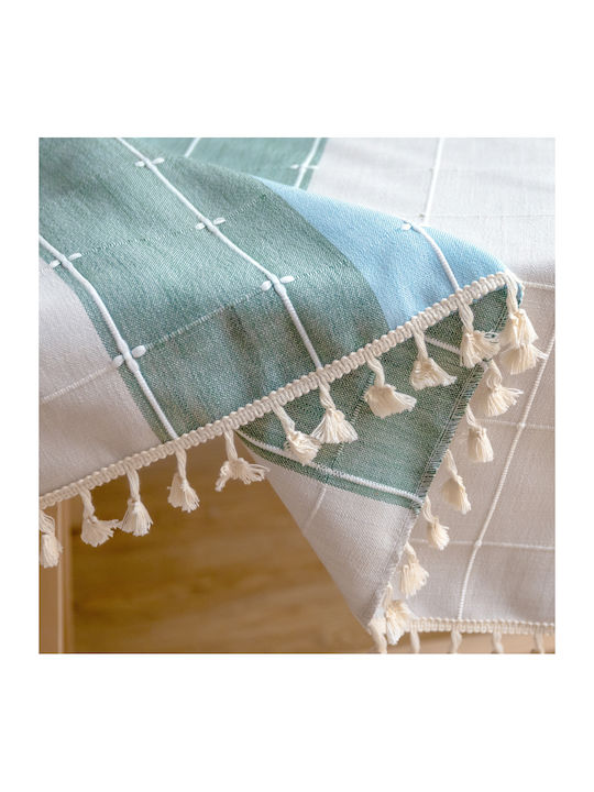 FRIPIA Față De Masă Din In Cu Broderie Albastru Deschis 140x250cm