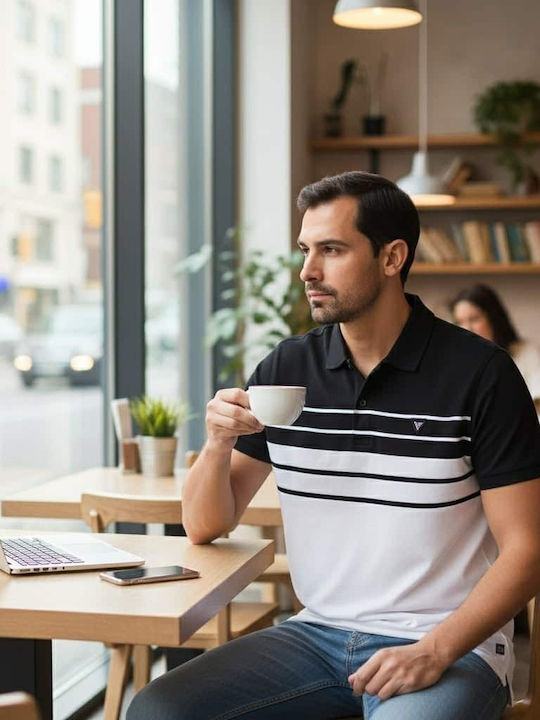 Short Sleeve Black Striped Blouse