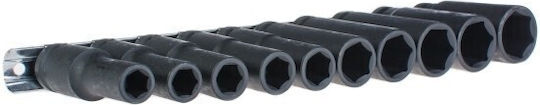 Rooks Sockets Pneumatic Hexagons Long with Frame Host 1/2" Set 10 Pieces