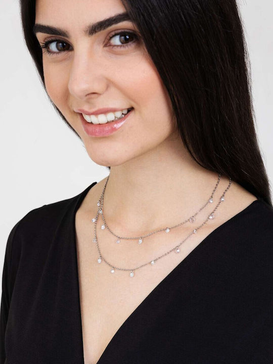 Luca Barra Double Necklace Made of Steel