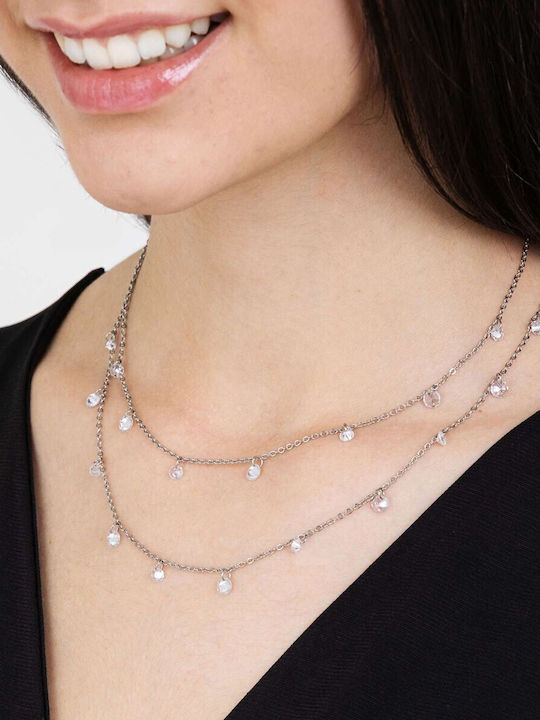 Luca Barra Double Necklace Made of Steel