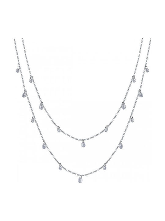 Luca Barra Double Necklace Made of Steel