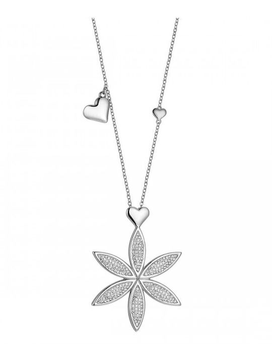 Luca Barra Necklace with Flower Design Made of Steel