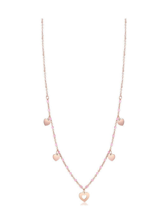 Luca Barra Necklace in Pink Gold Plated Steel Pink
