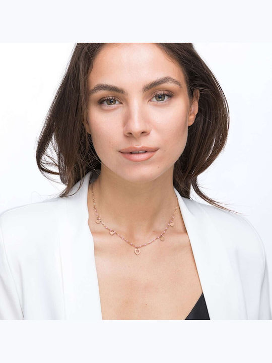 Luca Barra Necklace in Pink Gold Plated Steel Pink