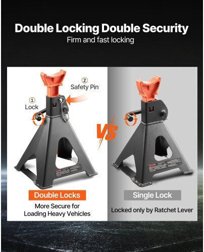 Vevor Jack Bases Capacity 6 Tons 13,000 Pounds Adjustable Height 370-580 Mm Heavy Duty Steel Automatic Jack Bases Double Locking Lifting Small Trucks Cars SUV 1 Pair Black Orange