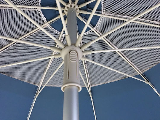 Maui & Sons Folding Aluminum Beach Umbrella Diameter 2.2m with UV Protection and Air Vent Grey Blue