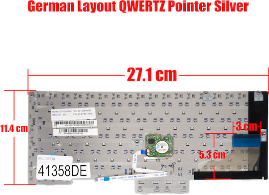 German Keyboard For Laptop HP Compaq 2710 2710p Elitebook 2730 2730p 454696-001 501493-001 V070130bs2 V070130bs1 90.4y807.s0s De Pointer Silver Code 41358de
