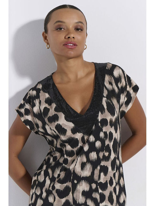 Summer Maxi Evening Slip Dress Animal Print