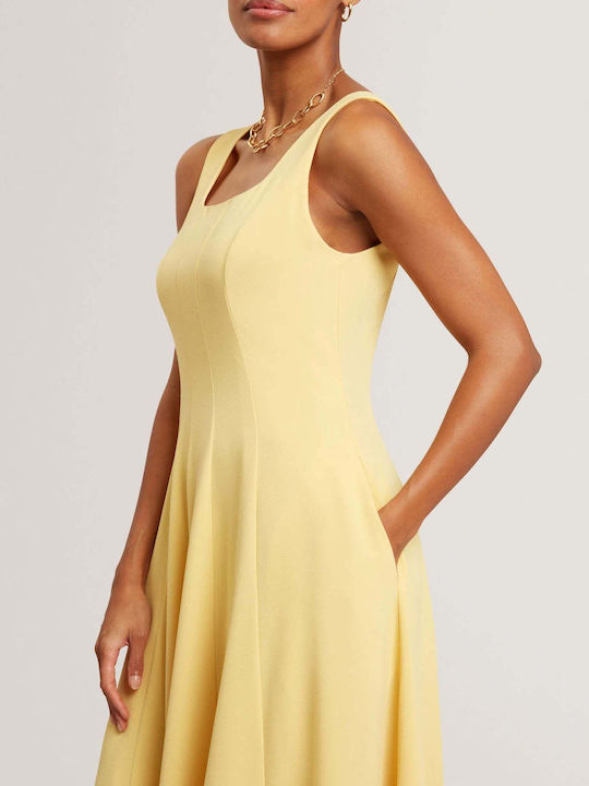 Sommer Midi Damenkleid Hellgelb