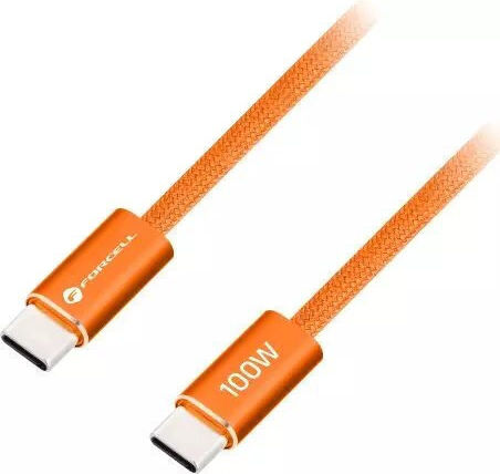 Forcell USB 2.0 Cable USB-C male - USB-C 100W Πορτοκαλί 1.2m