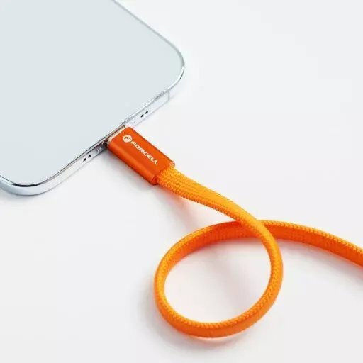 Forcell Flat USB 2.0 Cable USB-C Male - USB-C 100W Orange 1.2m