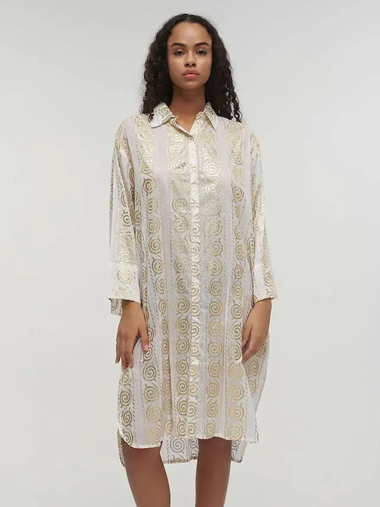 Ble Resort Collection One Size 100% Γυναικείο Καφτάνι Παραλίας Χρυσο/μπεζ
