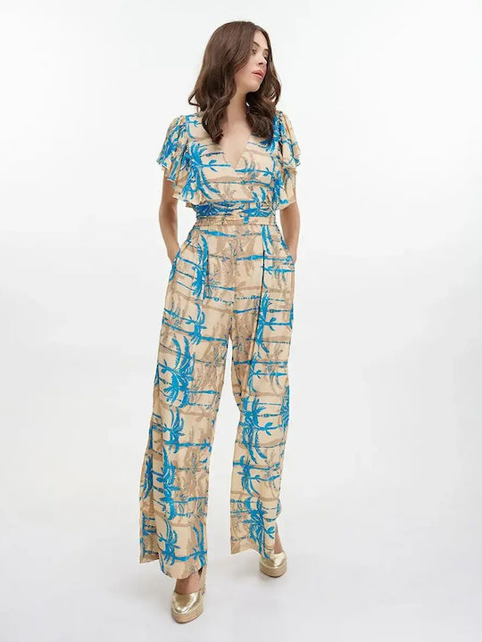 Women’s One-piece Jumpsuit Turquoise/Beige