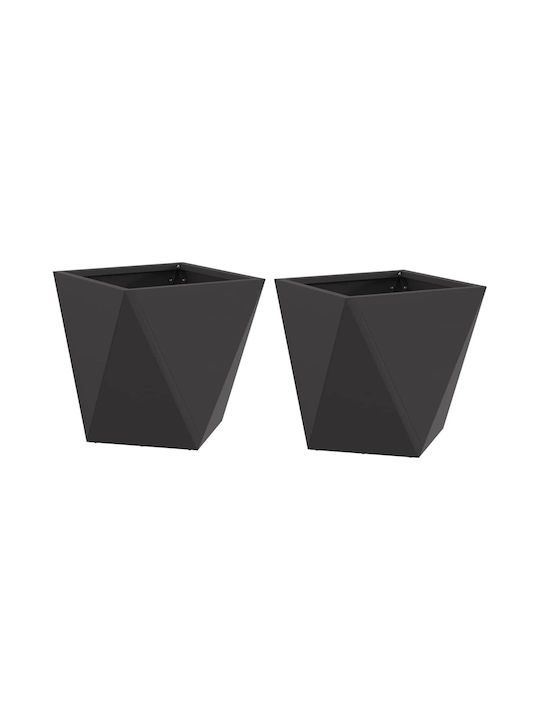 vidaXL Set of 2 Metallic Flower Pots Black 30x30x30cm