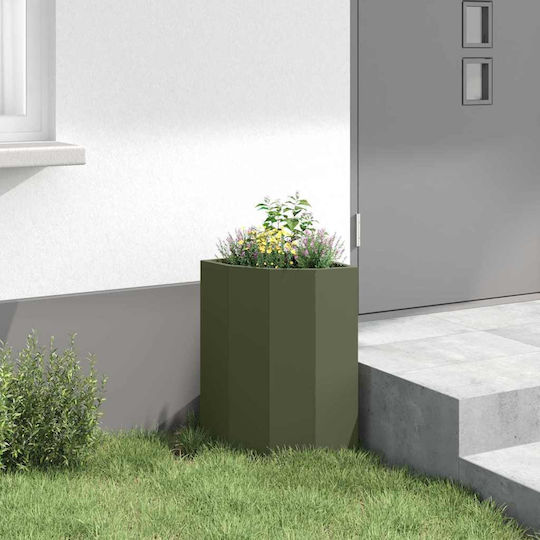 vidaXL Γλάστρα Μεταλλική Λαδί, Πράσινο 30x30x50εκ.