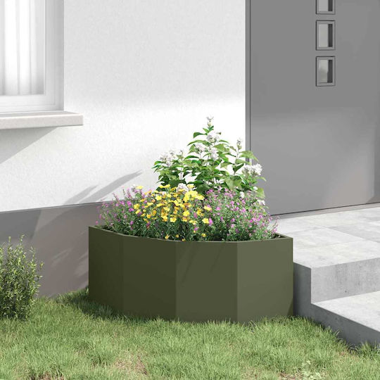 vidaXL Γλάστρα Μεταλλική Λαδί, Πράσινο 60x60x35εκ.