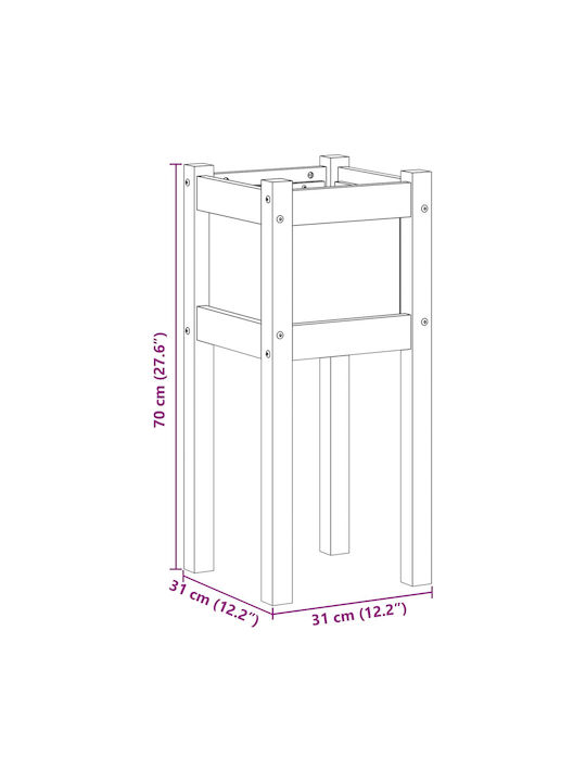 vidaXL Holzblumentopf Braune 31x31x70cm