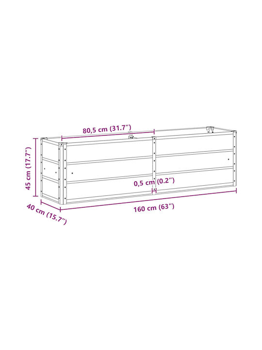 vidaXL Blumenkasten Metallisch Ελεφαντόδοντο 160x40x45cm.