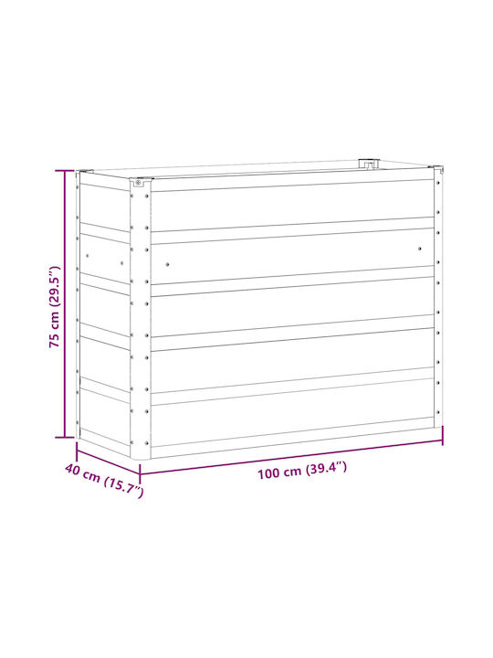 vidaXL Pot Metallic Ivory 100x40x75cm.
