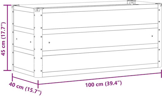 vidaXL Γλάστρα Μεταλλική Ελεφαντόδοντο 100x40x45εκ.