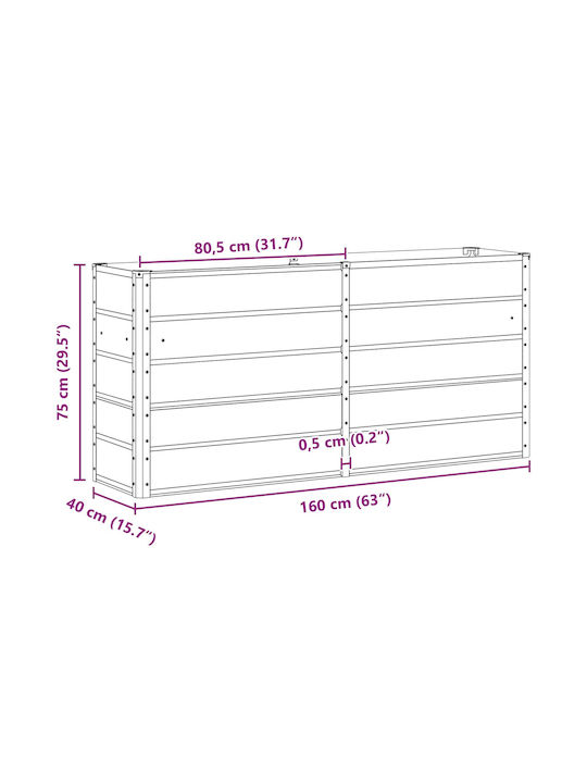 vidaXL Саксия Метал Ivory 160x40x75см.