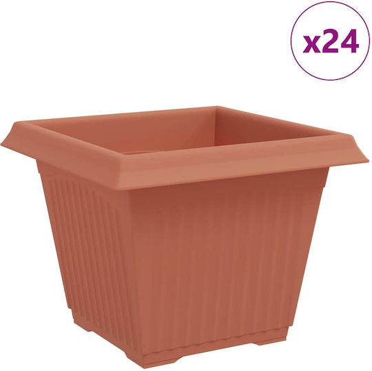 vidaXL Set 24 Pots Plastic Light Terracotta vidaXL Set 24 Pots Plastic Light Terracotta