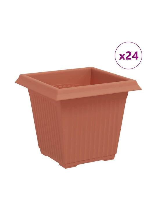 vidaXL Σετ 24 Γλάστρες Πλαστικές Κεραμιδί vidaXL Σετ 24 Γλάστρες Πλαστικές Κεραμιδί