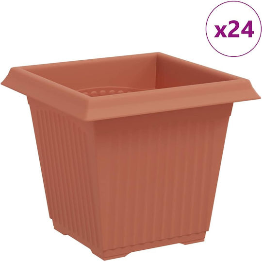 vidaXL Set 24 Pots Plastic Light Terracotta vidaXL Set 24 Pots Plastic Light Terracotta