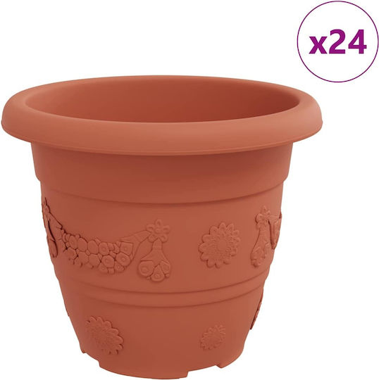 vidaXL Set 24 Pots Plastic Light Terracotta vidaXL Set 24 Pots Plastic Light Terracotta
