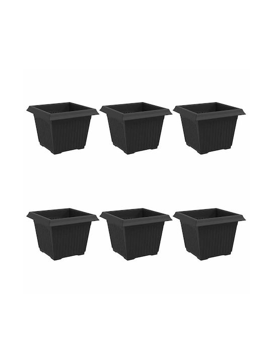 vidaXL Set 6 Töpfe Kunststoff Black