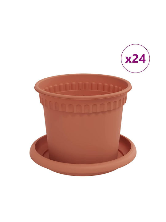 vidaXL Set 24 Ghivece De Flori Din Plastic Cărămiziu 12.5x10cm