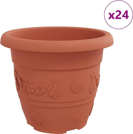 vidaXL Set 24 Pots Plastic Light Terracotta vidaXL Set 24 Pots Plastic Light Terracotta