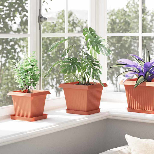 vidaXL Satz 6 Kunststoff Blumentöpfe Terrakotta 20x16cm