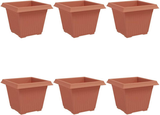 vidaXL Set 6 Ghivece Plastice Light Terracotta