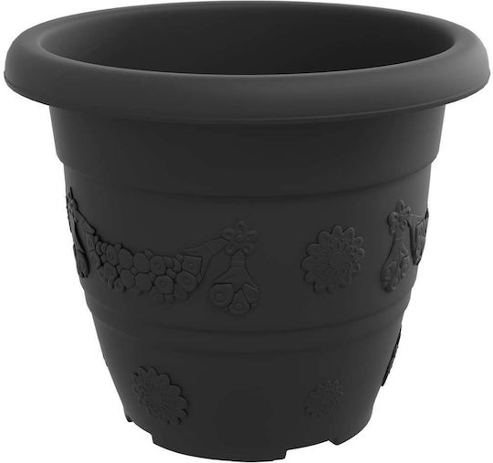 vidaXL Set of 6 Plastic Flower Pots Black 22x18cm
