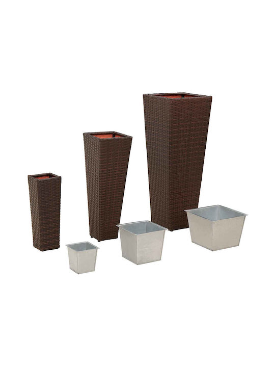 vidaXL Set of 3 Metallic Brown Flower Pots