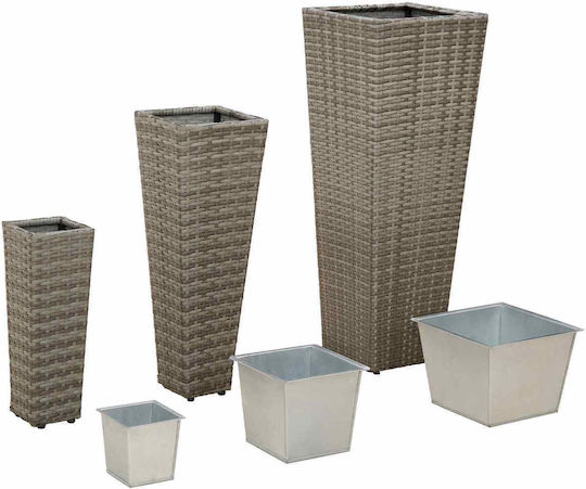vidaXL Set of 3 Metallic Grey Flower Pots 30cm