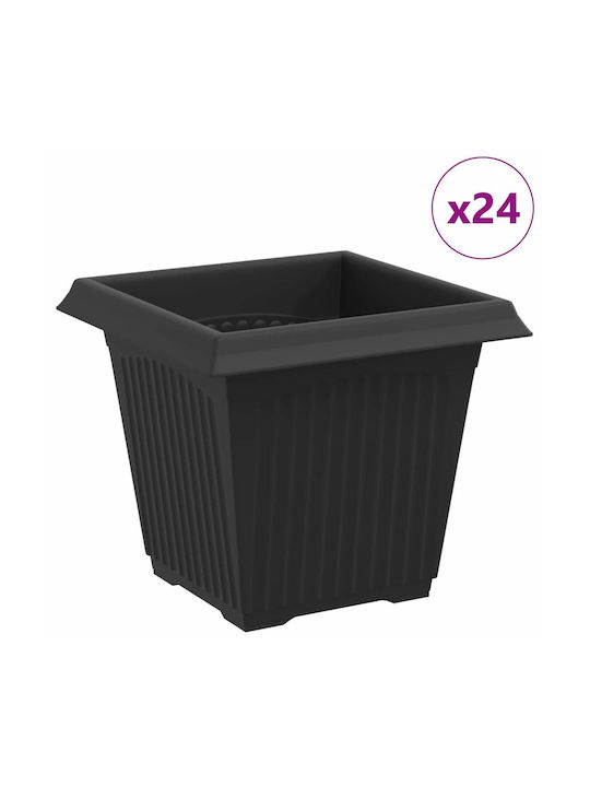 vidaXL Set 24 Kunststoff Pflanzgefäße Schwarz 16x14cm