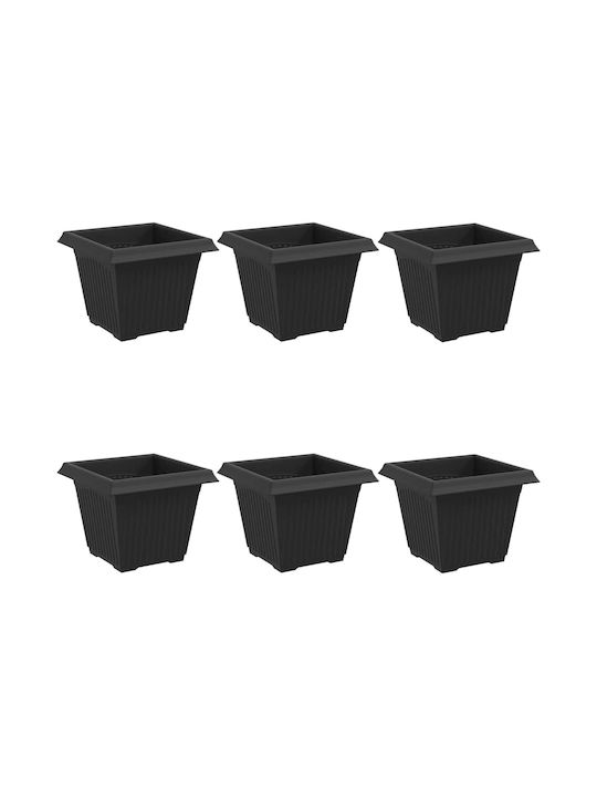vidaXL Set 6 Kunststoff Pflanzgefäße Schwarz