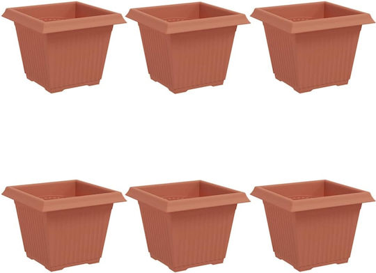 vidaXL Set 6 Kunststoff-Blumentöpfe Terrakotta 33x26cm