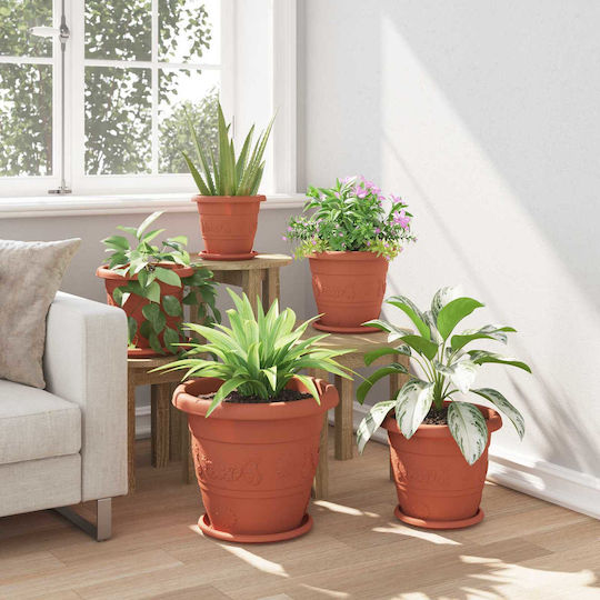 vidaXL Set of 6 Plastic Flower Pots Terracotta 39x32cm