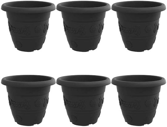 vidaXL Set 6 Kunststoff Pflanzgefäße Schwarz 39x32cm