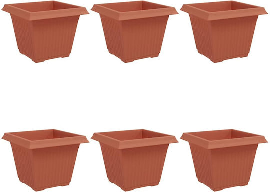 vidaXL Set of 6 Plastic Flower Pots in Terracotta vidaXL Set of 6 Plastic Flower Pots in Terracotta