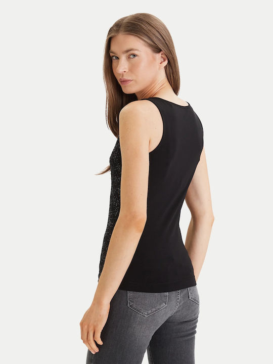 Guess Damen Bluse Baumwolle Ärmellos Schwarz